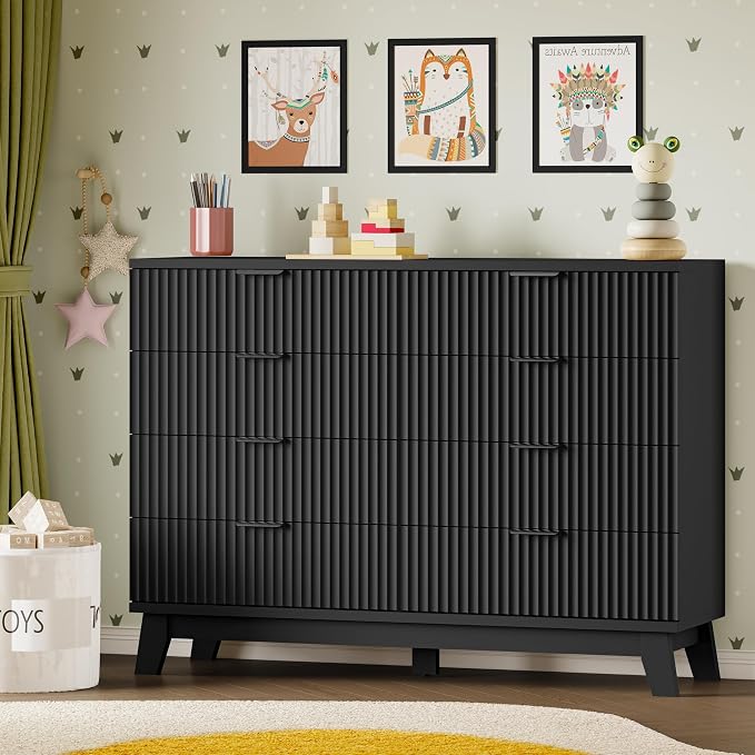 53" Tall Dresser for Bedroom, 8-Drawer Fluted Chest of Drawers, Modern Wood - Image 8