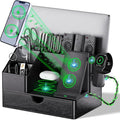 Black PU Leather Multi-Device Charging Station by LADSTAG