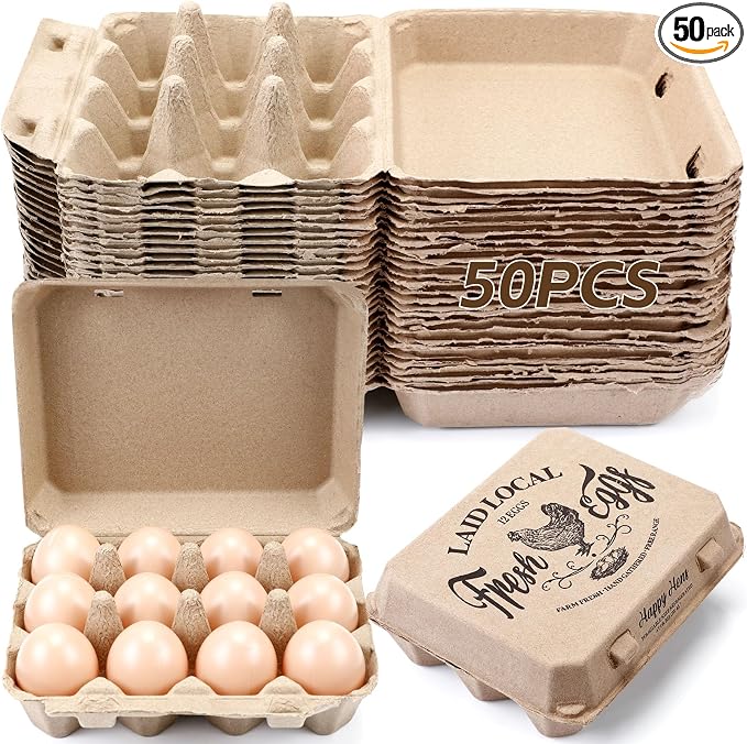Zhanmai 50 Pcs Natural Paper Pulp Egg Cartons Blank Bulk 12 Count Dozen Vintage by Zhanmai