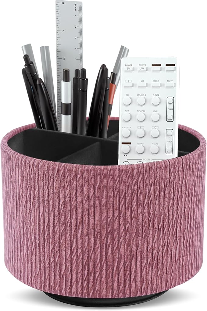 Round Leather Art Supply Organizer, Remote Control Holder, 360 Degree Spinning by Unknown