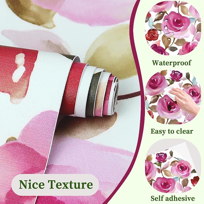 HAOKHOME Shelf Liner and Cabinet Liner Floral, Self-Adhesive Drawer Liners - Image 4