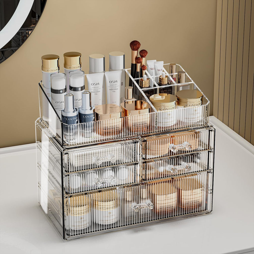 ZHIAI Stackable Organizer, Acrylic Cosmetic Organizer for Dresser