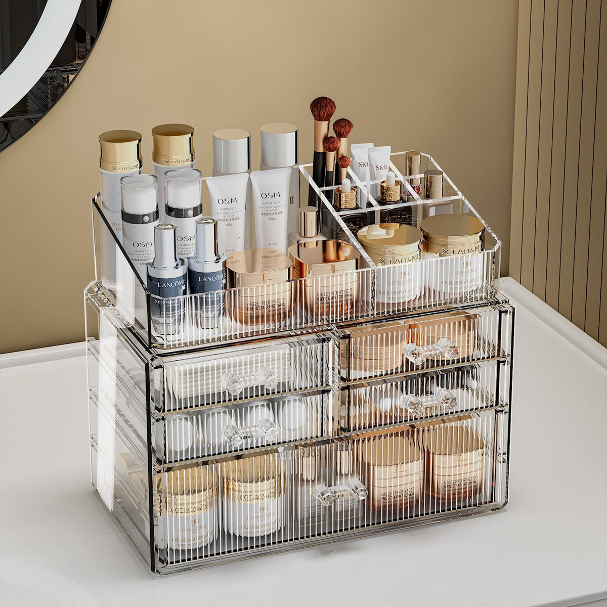ZHIAI Stackable Organizer, Acrylic Cosmetic Organizer for Dresser