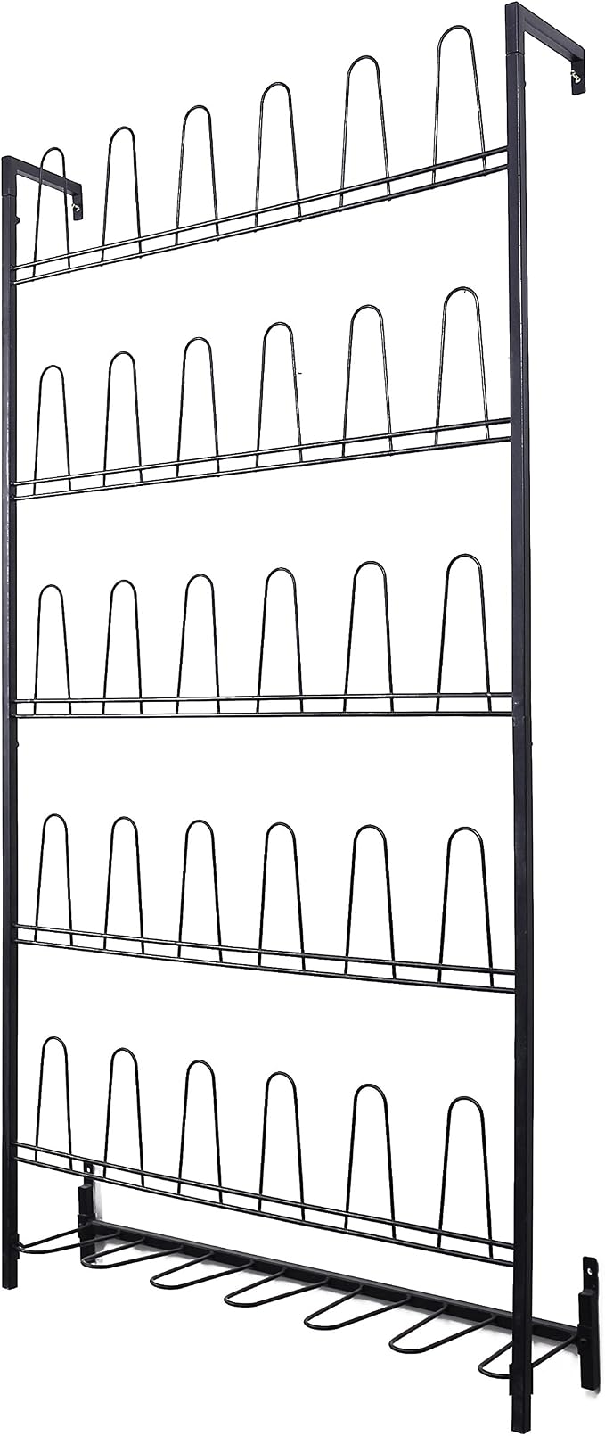 MyGift Modern Matte Black Metal Hanging Shoe Rack - Image 4