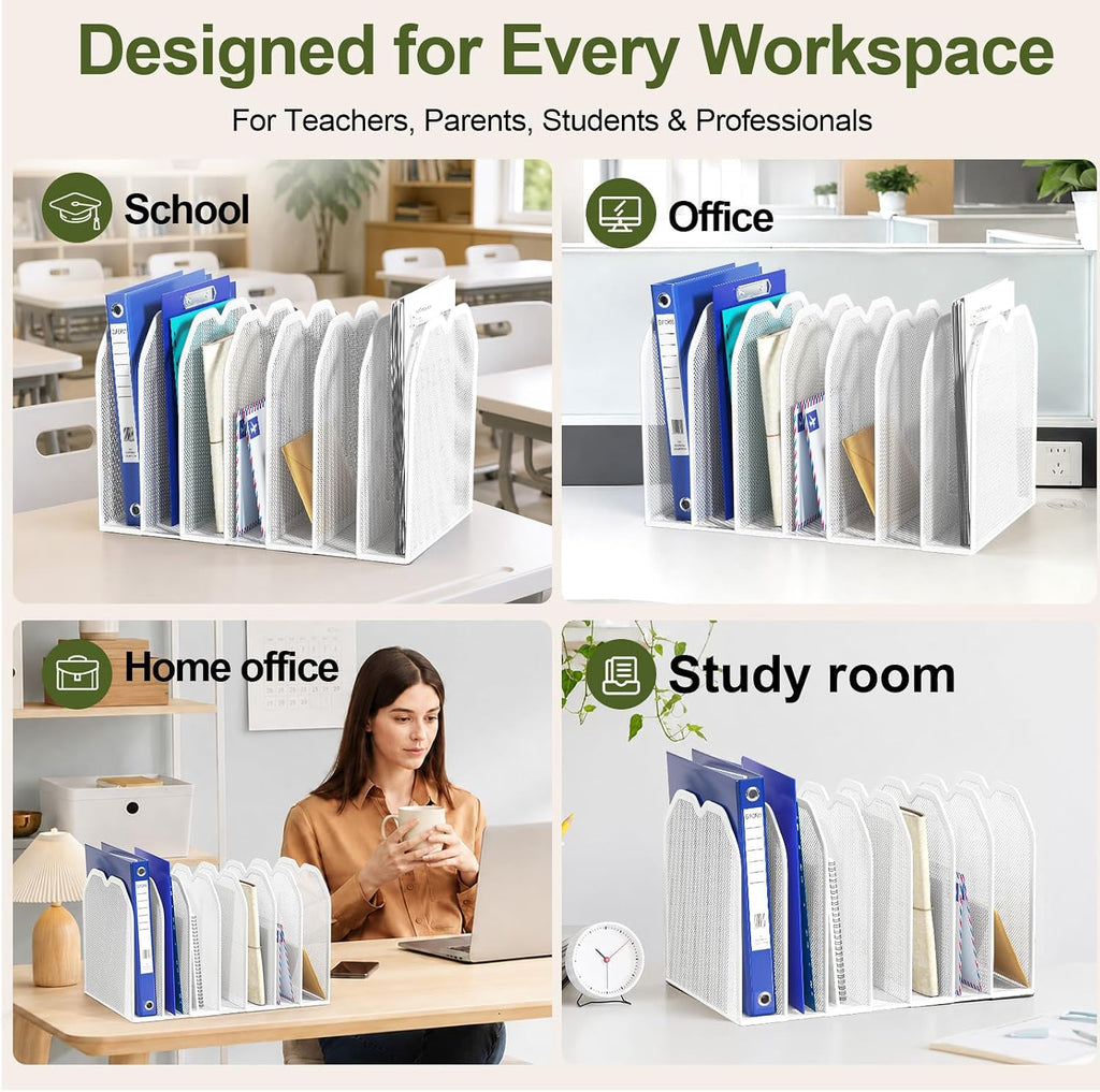 FANXIYQ 7-Section Adjustable Mesh File Organizer for Desk, Letter/A4