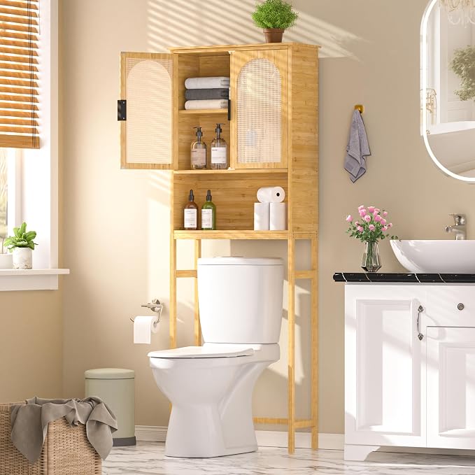 BlueWish Bathroom Organizers and Storage, Bamboo Over The Toilet Storage Cabinet - Image 2
