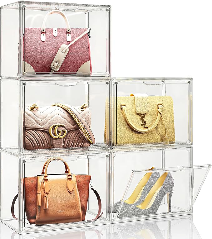 Clear Purse Organizer for Closet, 5 Pack Handbag Storage Organizer, Acrylic by MSHOMELYDIRECT