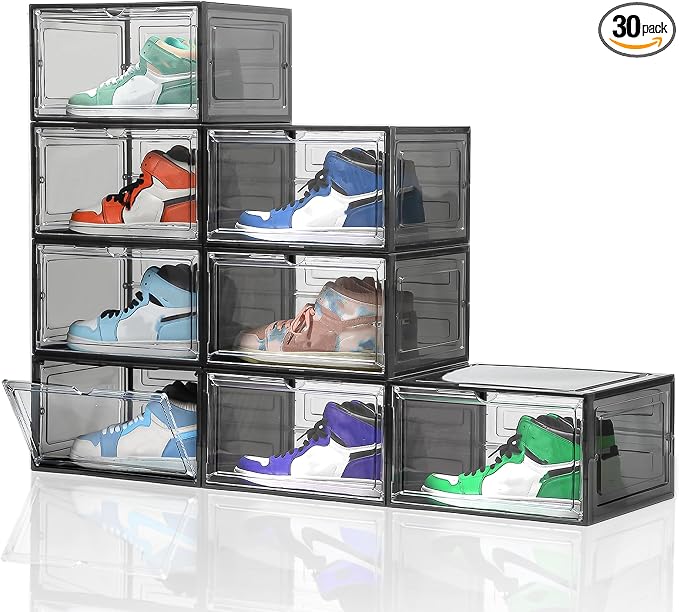 Attelite Shoe Box, Upgraded Large Clear Shoe Storage Box Stackable, 8 Pack by Attelite