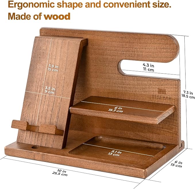TESLYAR Wood Phone Docking Station - Image 8