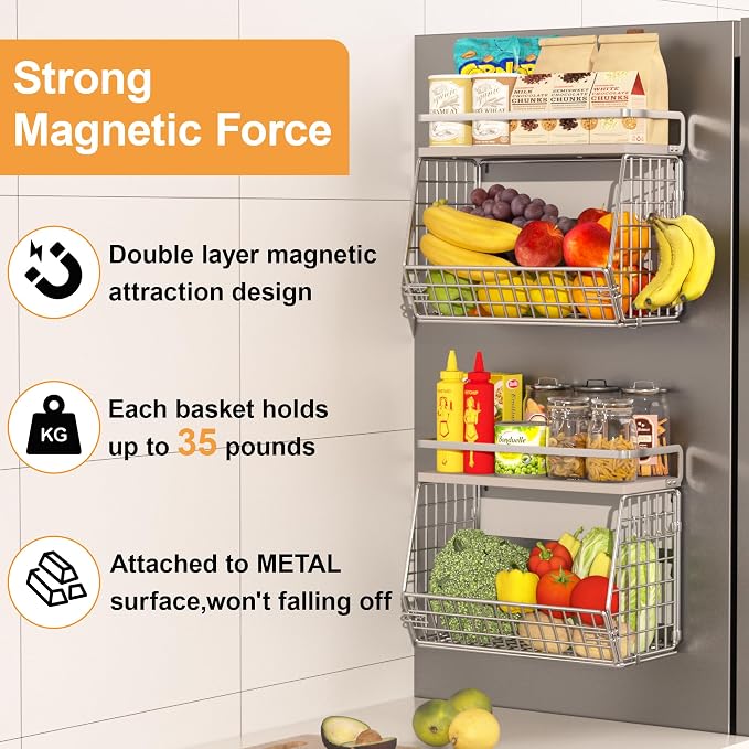 Magnetic Shelf for Fridge, Onion and Potato Spice Snacks Fruit and Vegetable - Image 2
