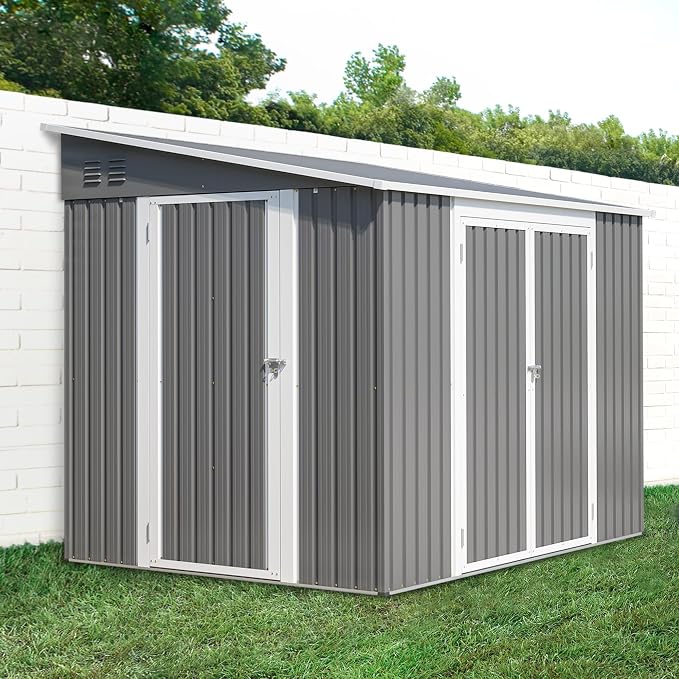 6x8FT Lean to Sheds Metal Outdoor Storage Shed by Jaxilyn