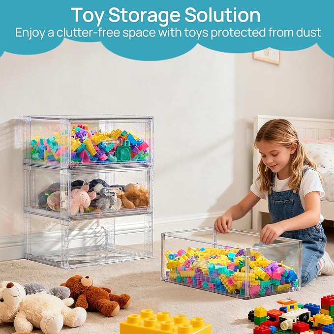 Vtopmart 4 Pack Large Clear Stackable Storage Drawers 27QT, Easily Assemble - Image 2
