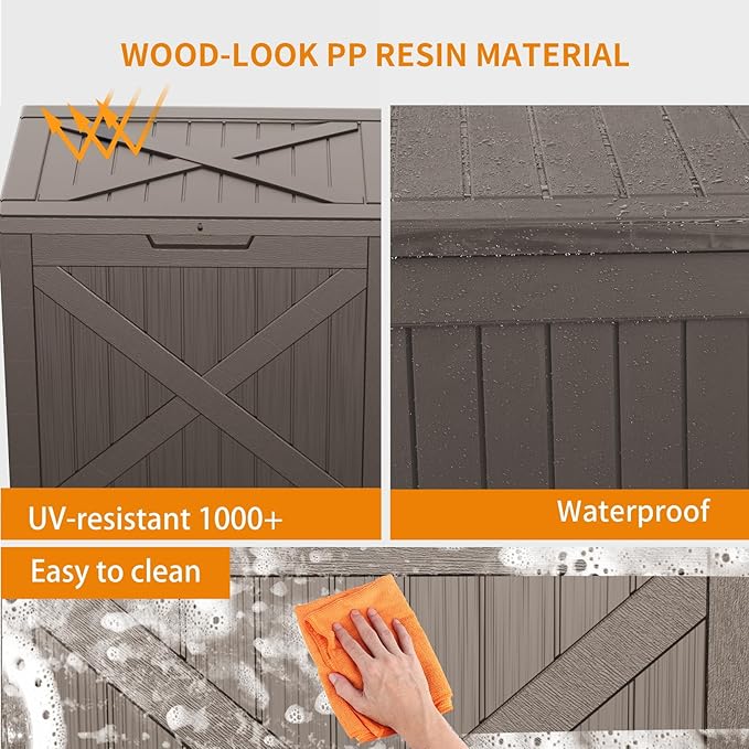 30 Gallon Waterproof Resin Deck Box, UV Resistant Outdoor Storage - Image 5