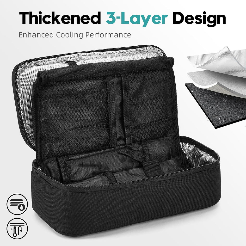 ALLCAMP Insulin Travel Cooler Case, Large Capacity, 4 Ice Packs, Black