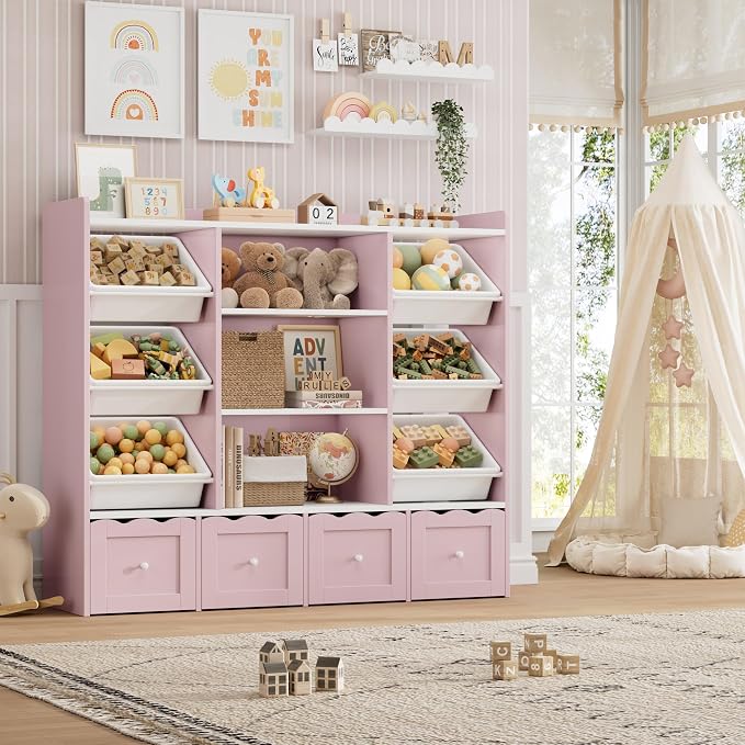 HITHOS 55" W Kids Toy Storage Organizer, Large Toy Box by HITHOS