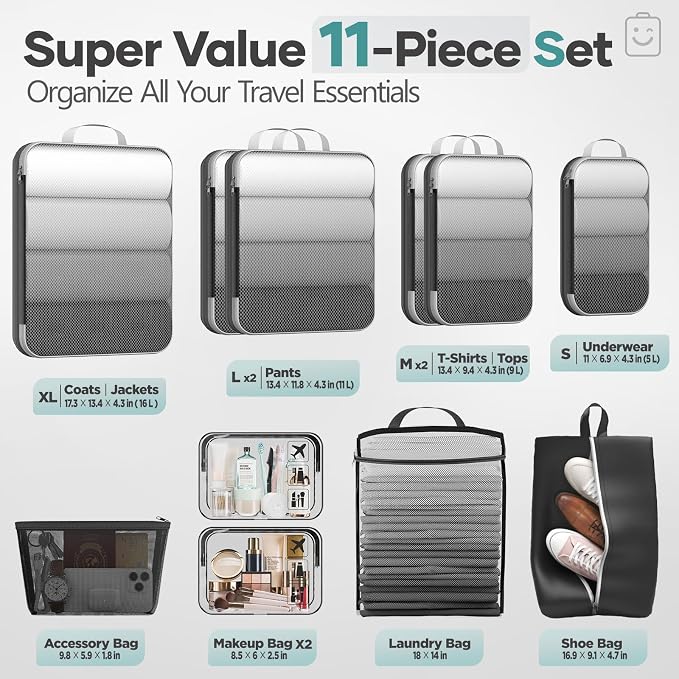 Veken 11 Set Compression Packing Cubes - Image 2