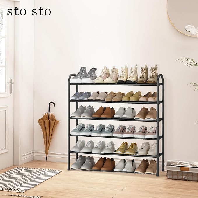 STO STO Expandable Shoe Rack, 5-Tier Metal Shoe Rack - Image 2