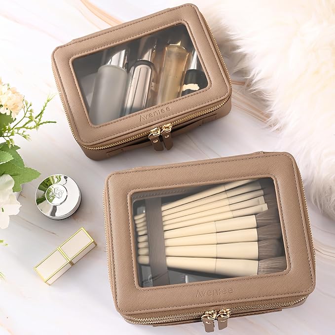 Aveniee Large Clear Makeup Bags, Double Layer Cosmetic Bags - Image 5