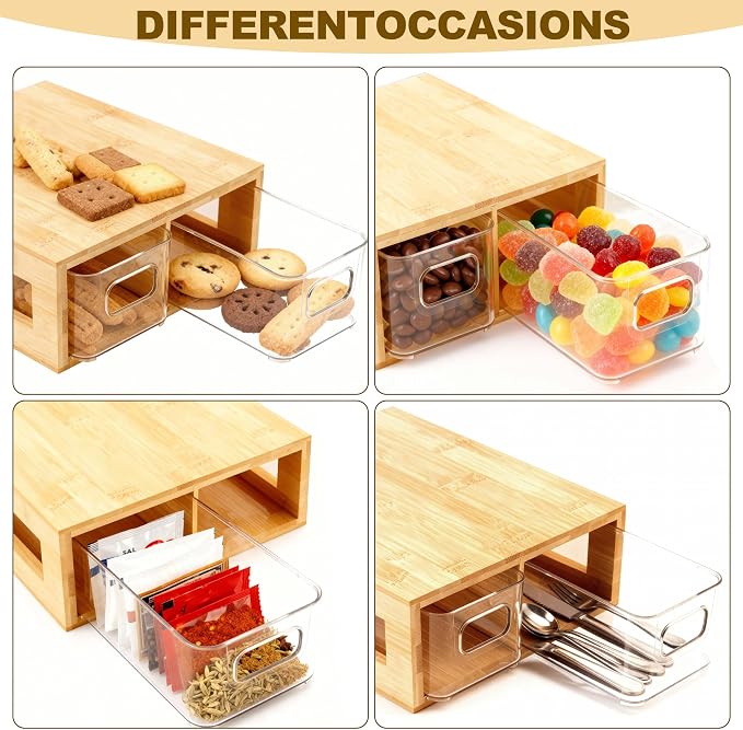 Tea Bag Organizer, Bamboo and Acrylic Drawer Tea Bag Holder Wood Tea Bag Storage - Image 5