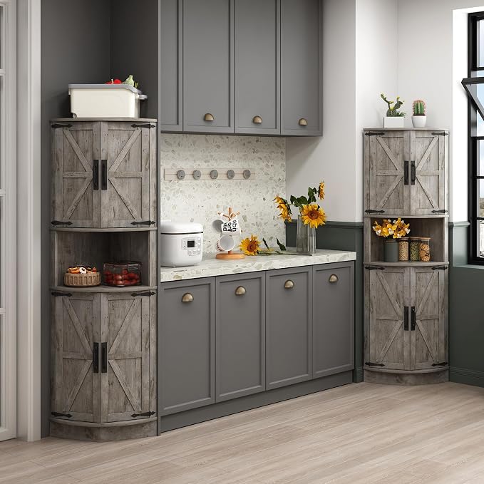 Vabches 64.8" Tall Farmhouse Corner Cabinet - Image 7