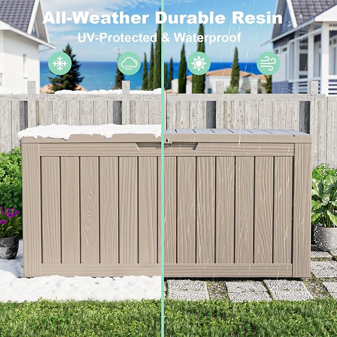 DRATO 80 Gallon Large Deck Box, Outdoor Storage Box - Image 6