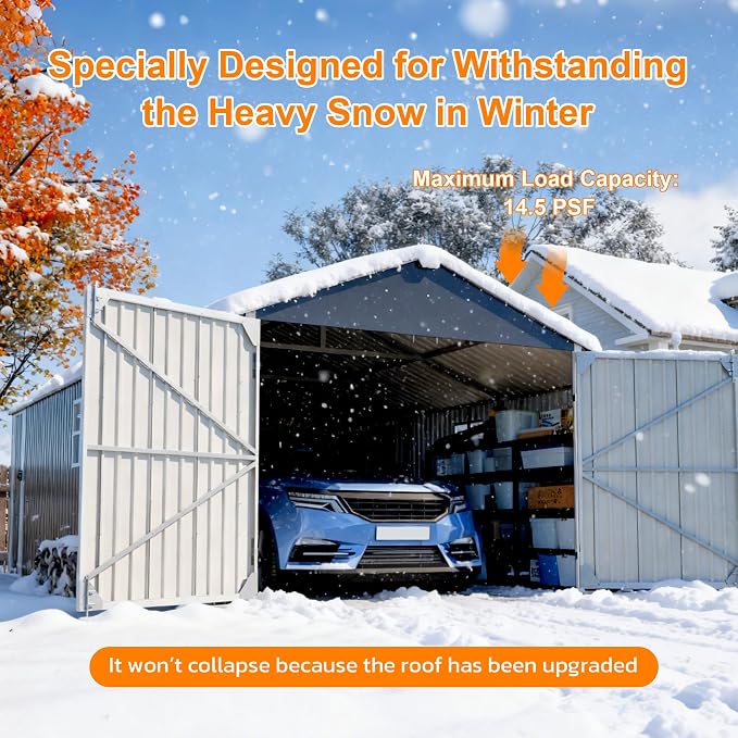 12x20 FT Heavy Duty Metal Garage Shed, Extra Large Outdoor Storage Building - Image 5
