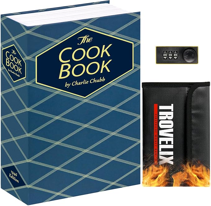 Book Safe with Combination Lock, Hidden Safe with Fireproof Bag, Secret by KOFAIR