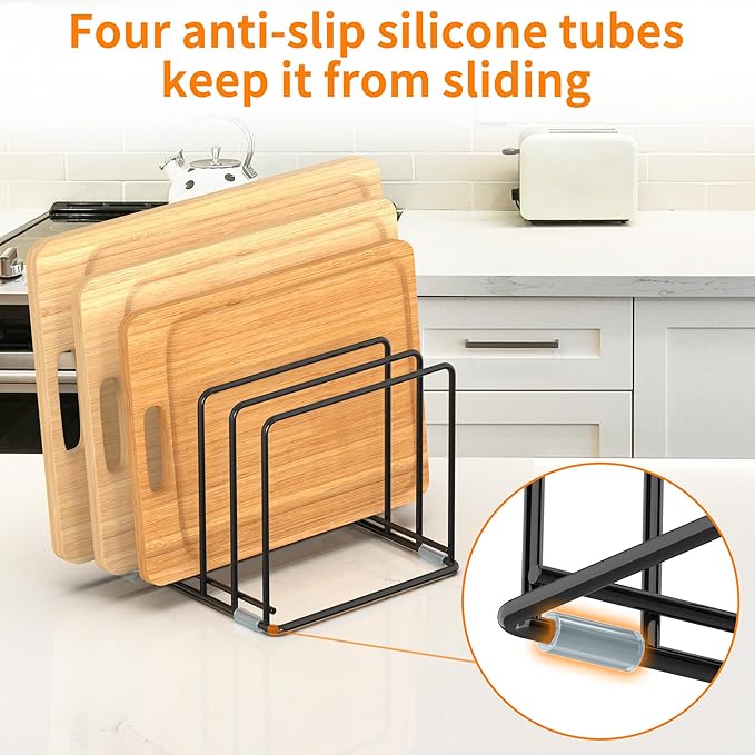 Cutting Board Organizer, Kitchen Cabinet Organizer, Divided Rack - Image 4