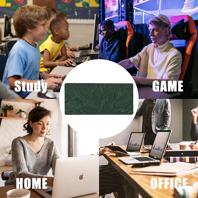 Golden Tropical Leaf Large Gaming Mouse Pad, Waterproof Desk Mat - Image 7