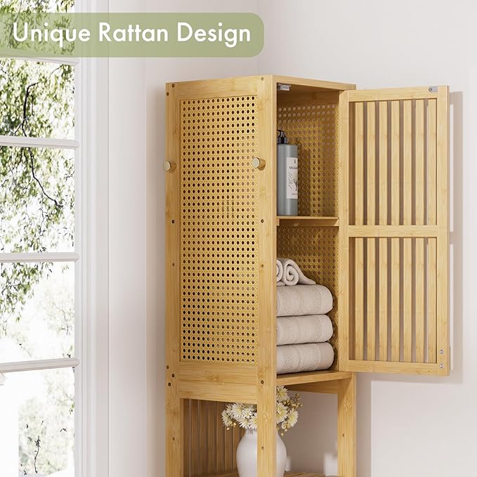 Amazer 70'' Tall Bathroom Storage Cabinet Bamboo, Slim Storage Cabinet - Image 6