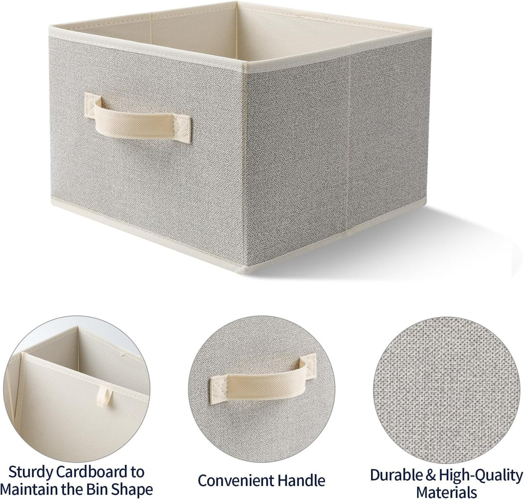 Storage Baskets, 11-Inch Woven Fabric Bins, Storage Cubes with