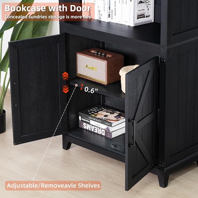 70in Tall Bookshelf 5 Tier Bookcase - Image 8