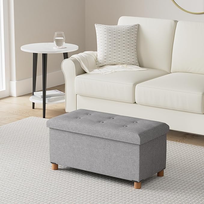 PINPLUS Ottoman with Storage Coffee Table, Large Storage Bench Foot Rest Ottoman - Image 2