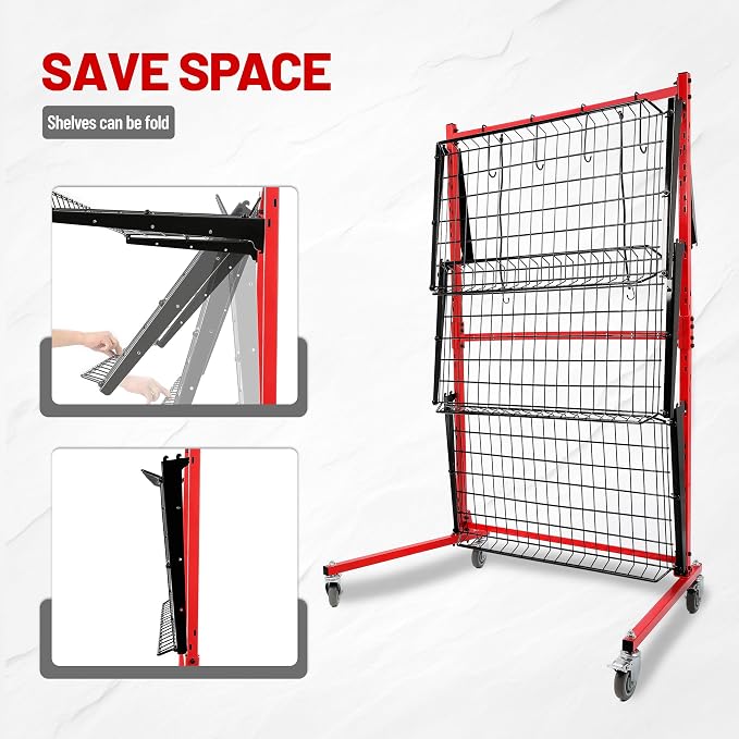 Auto Body Parts Storage Rack 3 Shelf Cart Storage Rack Stand - Image 5