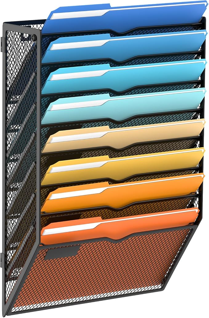 SUPEASY 8-Tier Wall File Organizer Mesh Office Mail Holder, Hanging Wall by SUPEASY