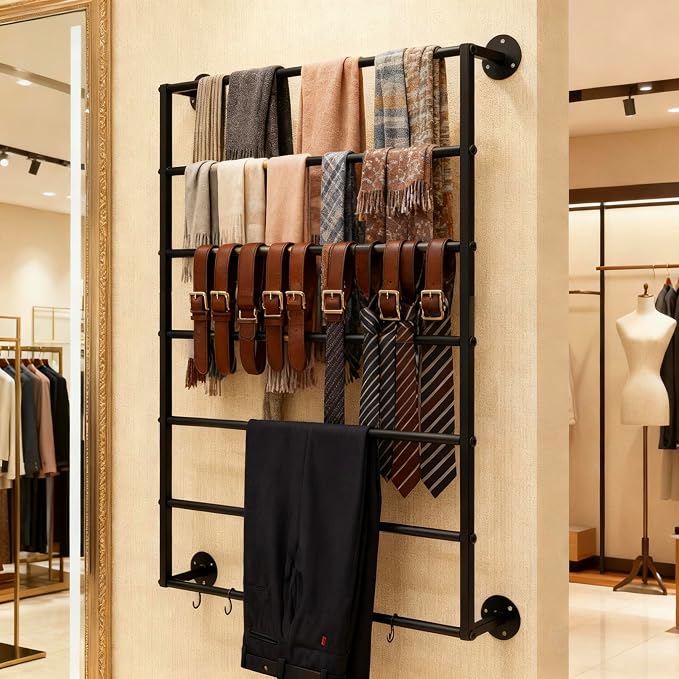 Wall Mounted Display Rack, 7-Layer Wrapping Paper Ribbon Organizer Scarves Tie - Image 9