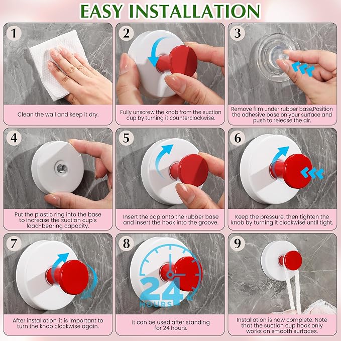 Suction Cup Hooks for Shower No-Drill Bathroom Hooks for Towels, Loofah - Image 5