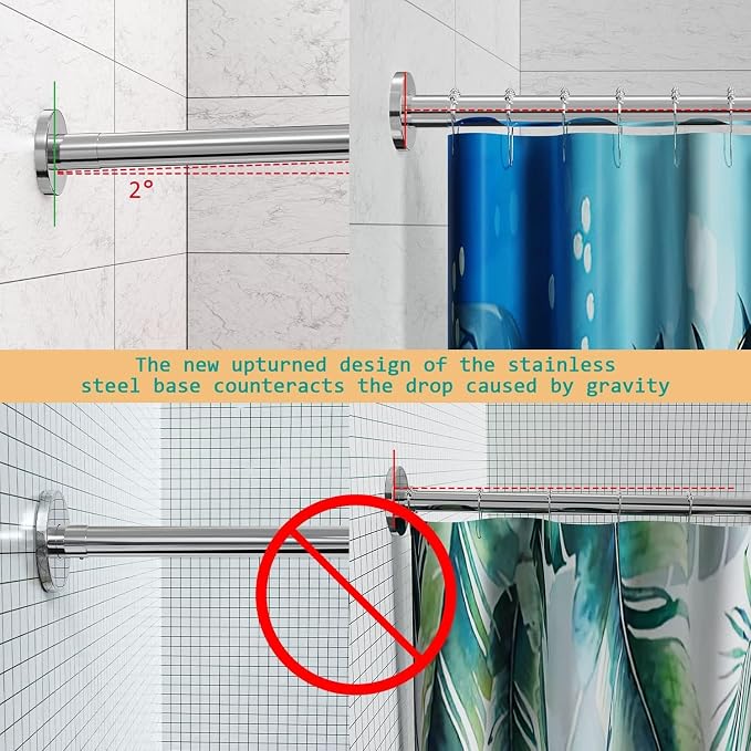Stretchable 304 Stainless L Shaped Bathroom Bathtub Corner Shower Curtain Rod - Image 5