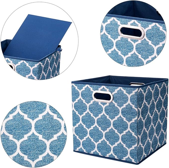 i BKGOO Cloth Storage Bins Set of 4 Thick Fabric Drawers Foldable Cubes Basket - Image 3