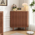 Fluted Floor Corner Kitchen Cabinet, Wooden Freestanding Cabinets Organizer by Vudanfe