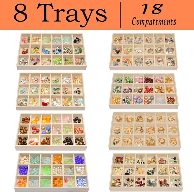 X-Large Jewelrys Tray for Drawer 8 Pack Earring Organizer Stackable Velvet - Image 5