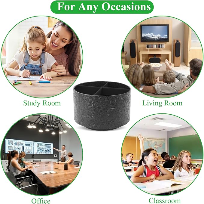lizimandu Round Leather Art Supply Organizer, Remote Control Holder, 360 Degree - Image 8