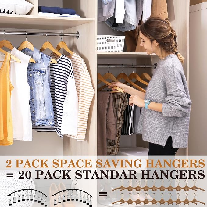 Legging Organizer for Closet, Metal Yoga Pants Hangers 2 Pack w/10 Clips Holds - Image 5