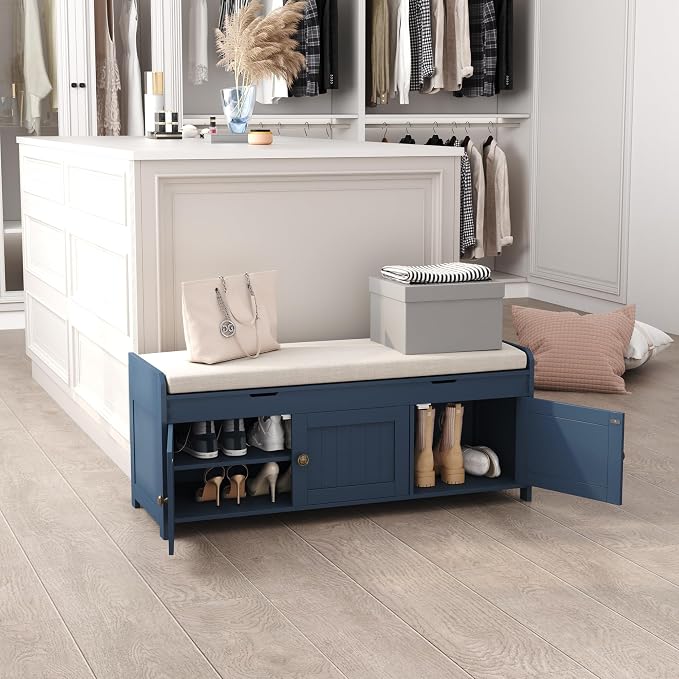 HOMEFORT 41.3" Shoe Bench with Lift Top Storage, Entryway Bench with Cushioned - Image 8