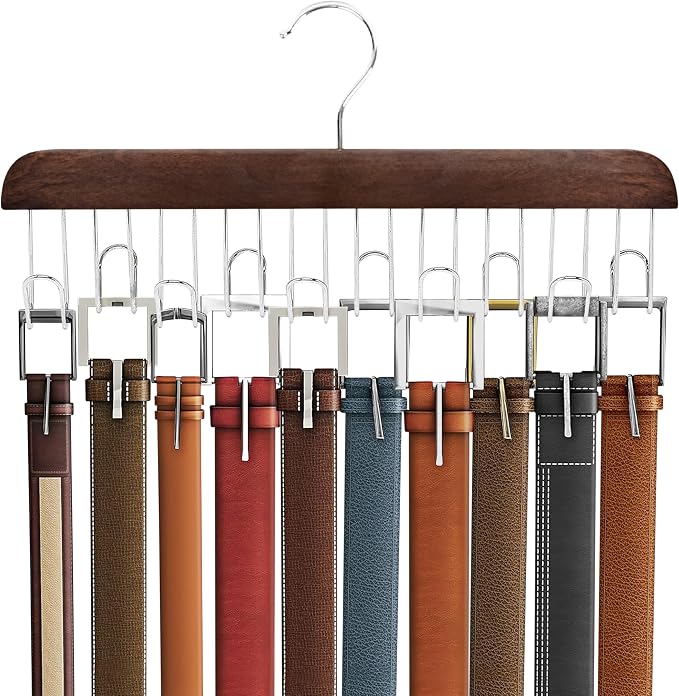Umo Lorenzo Premium Wooden Tie and Belt Hanger - Image 8