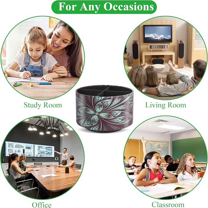 lizimandu Round Leather Art Supply Organizer, Remote Control Holder, 360 Degree - Image 8
