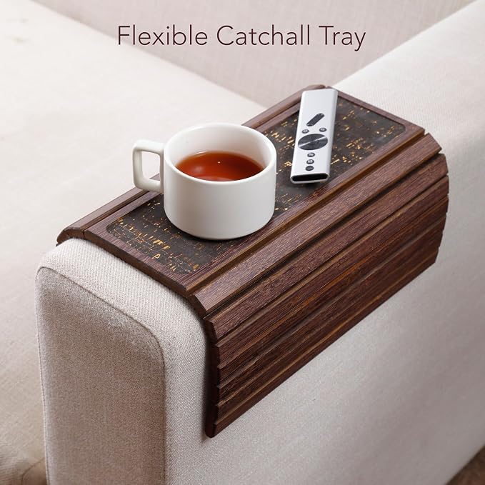 DETOR Couch Arm Tray with Retro Cork Pad, Enhanced Non-Slip Bottom, Sturdy - Image 8