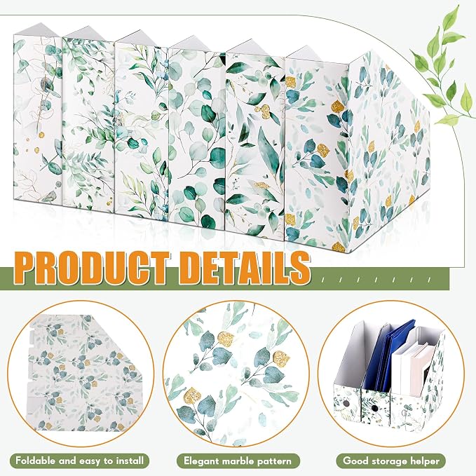 PerKoop 12 Pcs Magazine File Holder Foldable Decorative Cardboard File Folders - Image 5