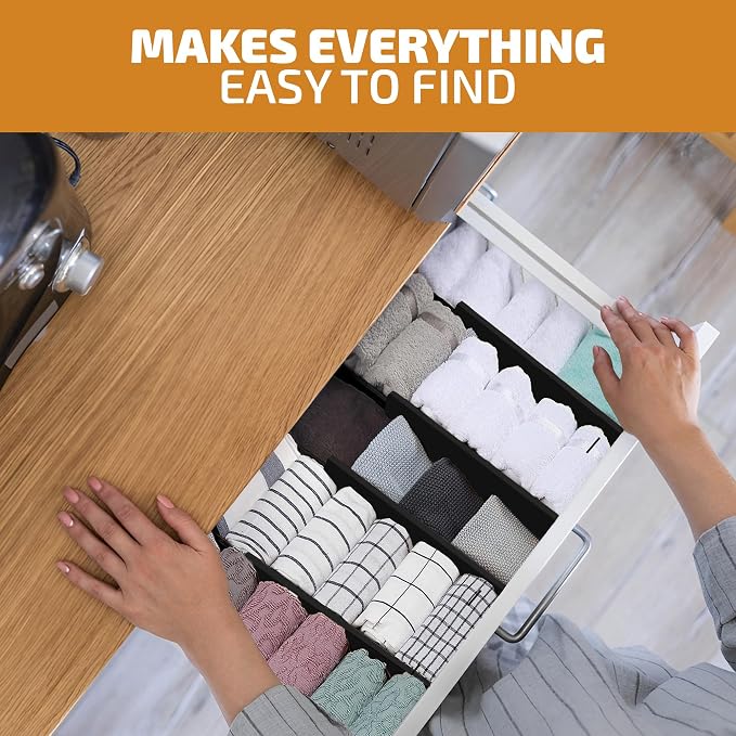 6 Pack Drawer Dividers 6 Inch High, 11”-17" Adjustable Bamboo Organizers Large - Image 3