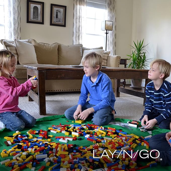 Lay-n-Go 2-in-1 Small Portable Drawstring Toys Storage Organizer and Play Mat - Image 2